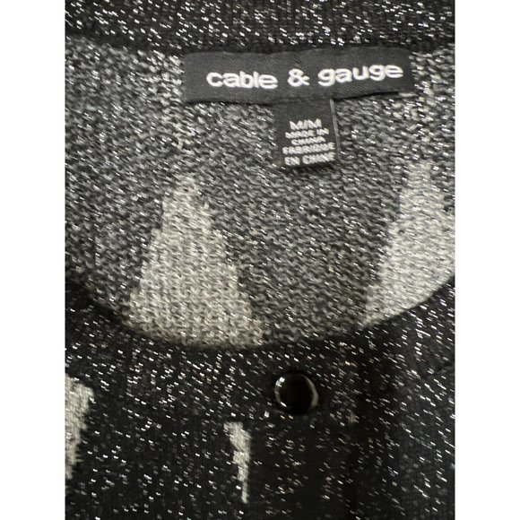 Cable and Gauge Top and Cardigan Sweater Set Metallic Argyle - Picture 11 of 11